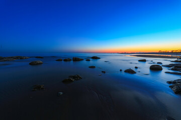 Obraz premium Coastal natural scenery in the evening, North China