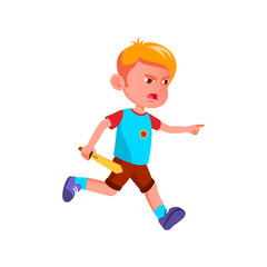 angry boy running after friend with sword on playground cartoon vector. angry boy running after friend with sword on playground character. isolated flat cartoon illustration
