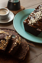chocolate cake and coffee