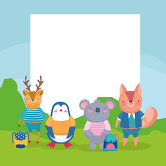 Fototapeta premium little animals school