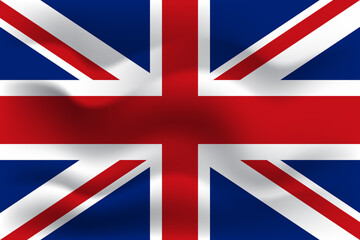 Vector flag of United Kingdom. UK waving flag background.