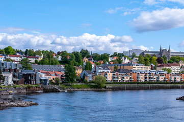 Norwegian fjord city landscape
