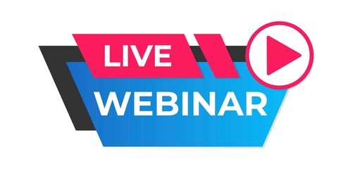 Live webinar label for broadcasting live. Vector