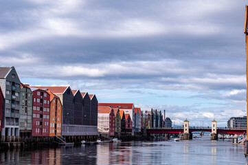 Naklejka premium Norwegian fjord city landscape