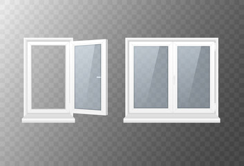 Set of realistic windows metal roller blind.