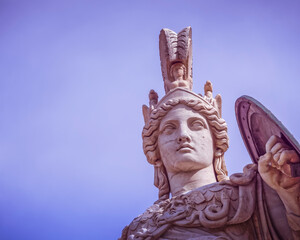 Athens Greece, Athena the ancient Greek goddess of wisdom and knowledge, filtered image