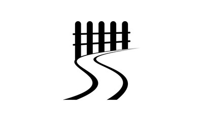 Fence and road illustration vector icon