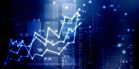 2d rendering Stock market online business concept. business Graph 