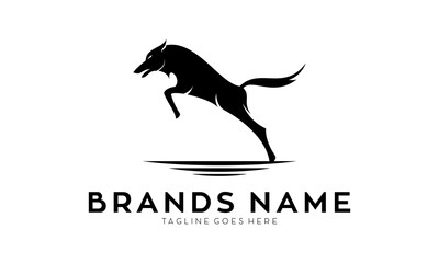 Jump wolf elegant vector logo