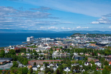 Fototapeta na wymiar Panorama of the city in Norway from above