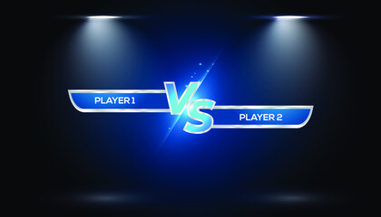 Versus VS screen banner for battle or comparision vector with spotlights background