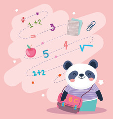 Obraz premium panda with school bag