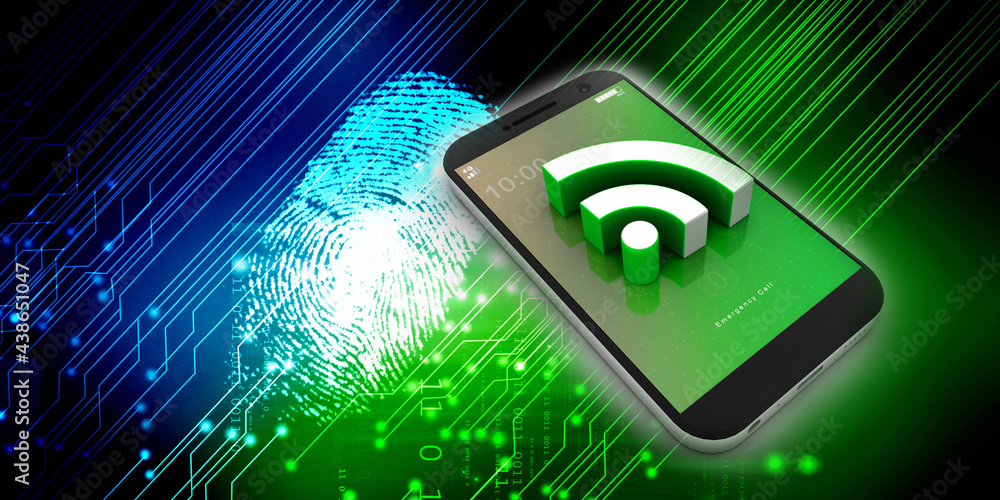 Poster 3d rendering transmitter mobile wifi