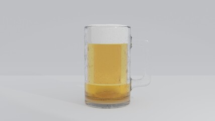 glass of beer isolate on grey background