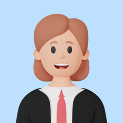 3D rendering businesswoman cartoon avatar.