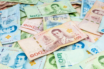 Thai money, thai banknote background.