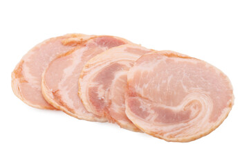 boiled pork slices for Japanese ramen dish isolated on white background