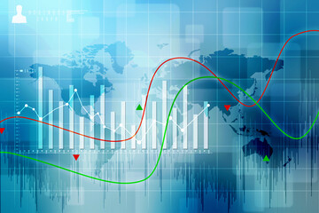 2d rendering Stock market online business concept. business Graph 