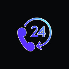 24 Hour Support blue gradient vector icon