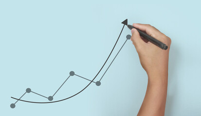 Hand drawing  chart, graph stock of growth