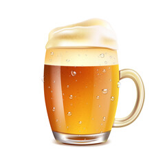 Realistic vector mug with beer, lager or ale. Vector icon.