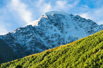 Snow Peak of Cheget mountain in summer