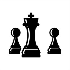 Chess icon, black. Vector and glyph
