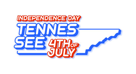 tennessee state 4th of july independence day with map and USA national color 3D shape of US state Vector Illustration