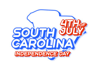 south carolina state 4th of july independence day with map and USA national color 3D shape of US state Vector Illustration