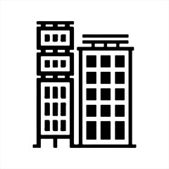 Building icon, black. Vector and glyph
