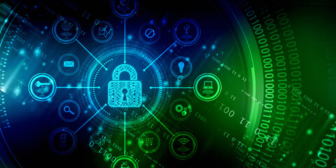 2d illustration Safety concept: Closed Padlock on digital background
