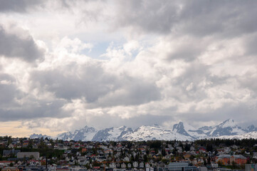 Naklejka premium Norwegian landscapes from the mountain tops and the sea