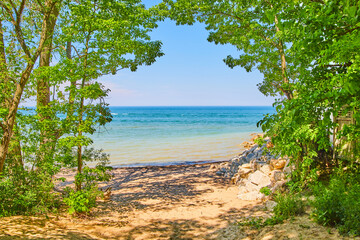 Fototapeta na wymiar Lake Michigan beach view