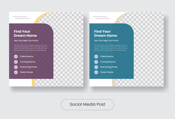Modern Home for sale social media post template banner set