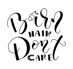 Barn hair dont car, black lettering with doodle horse, vector illustration isolated on white background