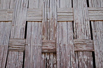 Bamboo background, old wooden weave, rural lifestyle in Northeast Thailand