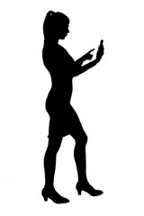 Female Silhouette Using a Smart Phone Touch Screen
