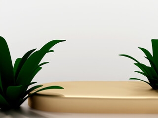 Scene with podium for mock up presentation in minimalism style with copy space, 3d render abstract nature background