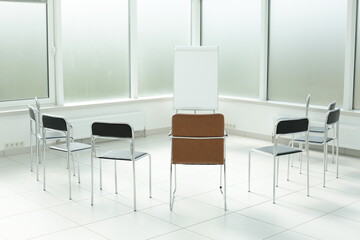 Flipchart chairs in a bright office space