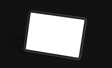 Photo Black tablet computer with blank 3d black background