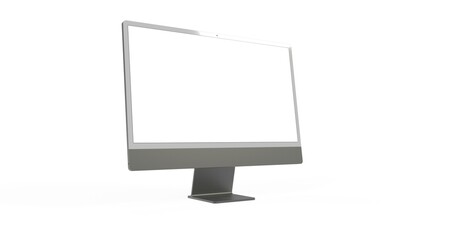Realistic flat screen computer monitor 3d style mockup with blank screen isolated 3d