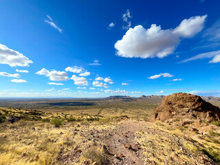 Fototapeta na wymiar Desert landscape against blue sky