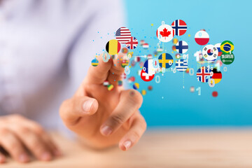 World map with all states and their flags,3d render.