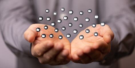 Cloud computing concept.Abstract cloud connection technology background.