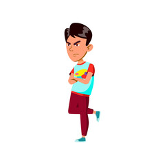 angry boy leaned at wall and looking at enemy in park cartoon vector. angry boy leaned at wall and looking at enemy in park character. isolated flat cartoon illustration