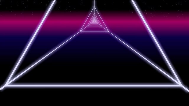 synthwave triangle tunnel Background 3d render