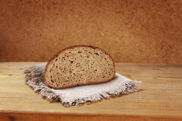  slice of rye bread on napkin