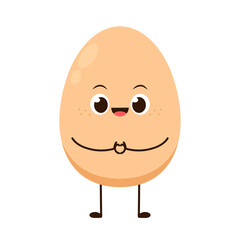 Egg character design. Egg vector on white background. Boiled egg vector.