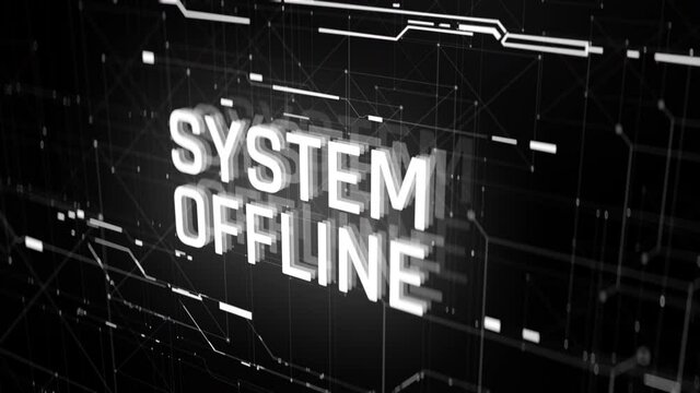 System offline warning text message, computer network, Internet, server down. System emergency alert notification