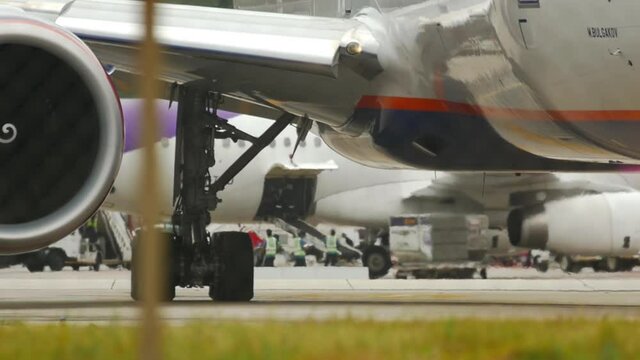 Airliner at the start of departure